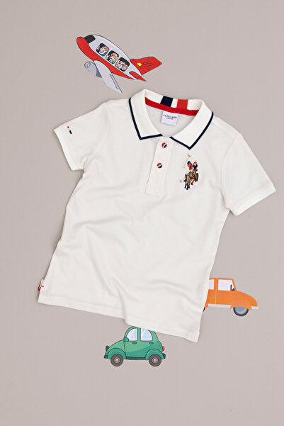 U.S. Polo Assn. Tricou Polo Baietel Alb Cu Logo Mare Color