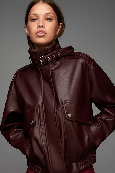 Bershka Faux leather jacket with pockets