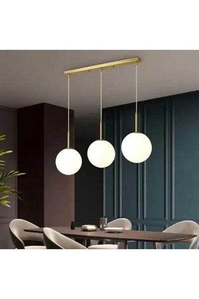 LED CONCEPT Chandelier with lampshades, golden, linear, 76x18x95cm, bulb type 3xE27