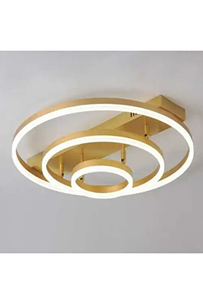 LED CONCEPT Lustra LED cu 3 tipuri de lumina si telecomanda, aurie, rotunda, ...