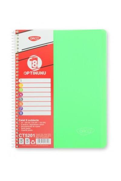 Daco Caiet A4 240 file 8 subiecte Daco, verde
