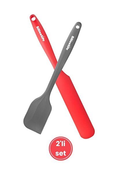 Silicolife 2’li Pasta Spatula Seti, Silikon Yanmaz Yapışmaz Spatula ve Çikolata Krema Reçel Sıvama Bıçağı Seti