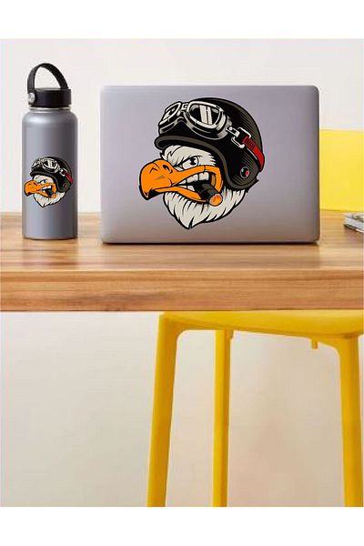 stickerusta Eagle Pilot Biker Chopper Helmet Car Auto Motorcycle Caravan Sticker 00088