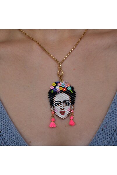 etniko Miyuki Boncuk Frida Kahlo El yapımı Tasarım Kadın Kolye