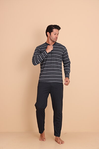 Redline Hunt Regular Чорний чоловічий піжамний комплект з довгими рукавами