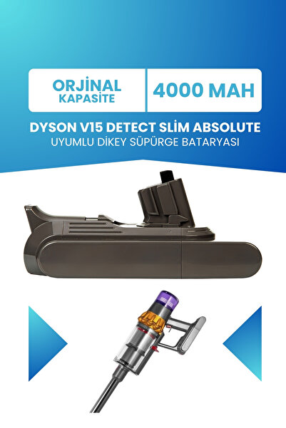 ELECTROLL Dyson V15 Detect Slim Absolute Uyumlu (STANDART KAPASİTE) 25.2v 400...