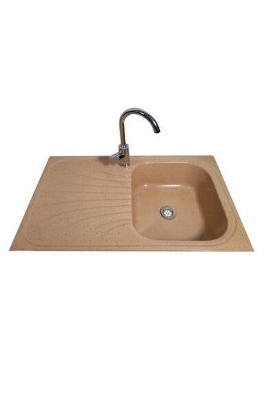 RAY Chiuvetă de bucătărie, compozit, marmorată bej capo, 800 x 500 mm, montare pe blat