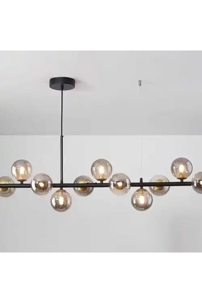 LED CONCEPT Chandelier with lampshades, black, linear, 90x30x80cm, bulb type 9xG9