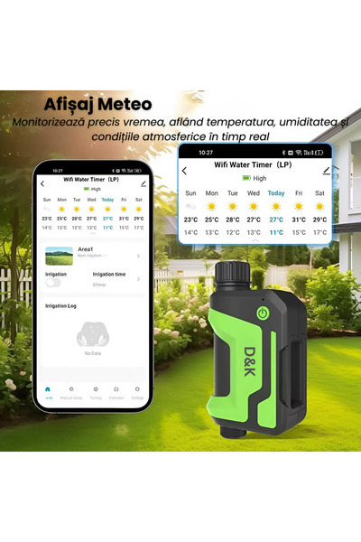 D&K WONDER Programator Irigare/Udare Grădină WiFi Bluetooth Tuya Smart, Timer Gazon Sere Spații Verzi, Profi