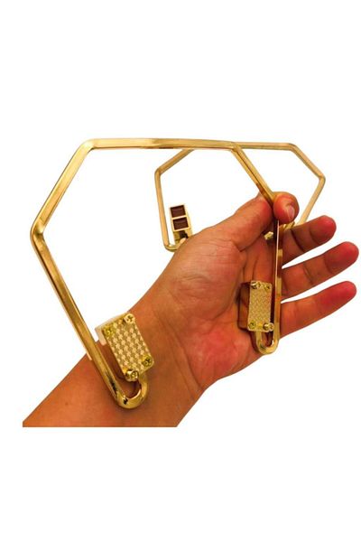 angel çanta aksesuar Angel Bag Accessory 15X14 cm Light Gold Color Screwed Metal Bag Handle with Tan Color Detail