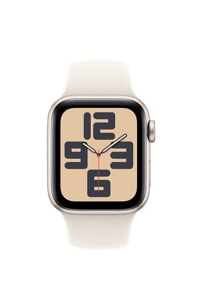 Apple Smartwatch Watch SE (2024), GPS, Starlight Aluminium Case, 40mm, LTPO OLED Screen, 32GB, Silic