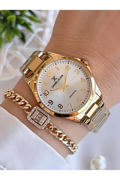 Daniel Klein Women's Wrist Watch+Bangle with Numeral Dial 3 Atm Water Resistant 2 Years Warranty Kn047.Xx1