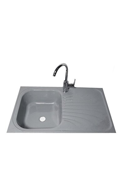 RAY Chiuvetă de bucătărie, compozită, gri marmorat, 800 x 500 mm, cuvă stângă, montare pe blat