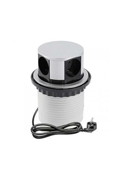 GTV Priză încorporată, 4 prize schuko, negru + aluminiu, cablu 1,5 m,