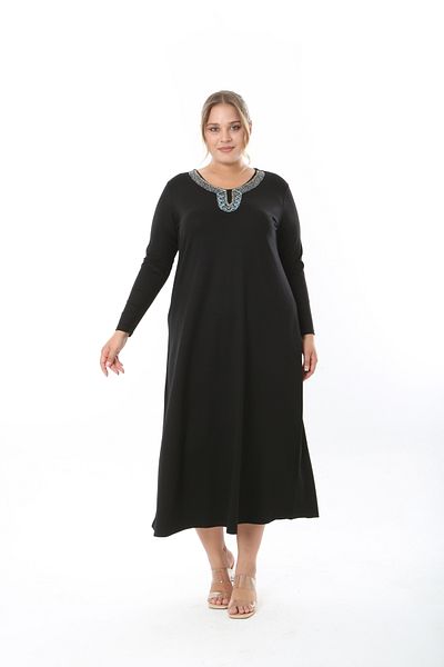 XL Modam Women's Lycra Viscose Collar Stone Plus Size Dress