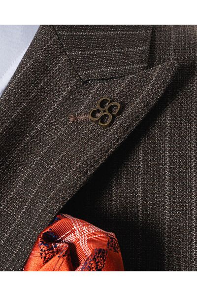 echol Ech. 2344 Textured Narrow Striped Double Breasted Suit