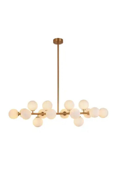 LED CONCEPT Chandelier with lampshades, golden, linear, 90x25x50cm, bulb type 16xG9