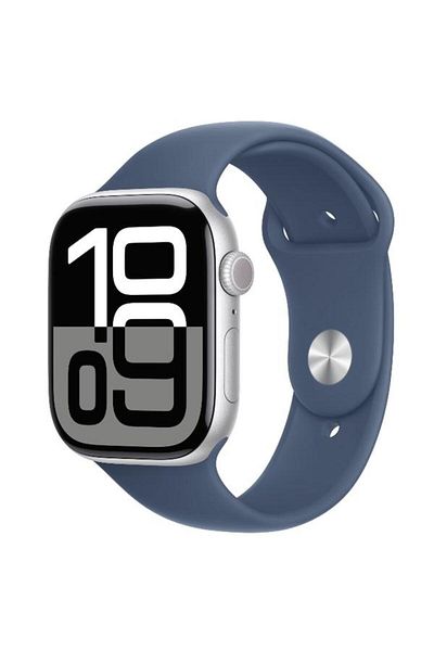 Apple Smartwatch Watch 10 GPS Cellular, Silver Aluminium 46mm, LTPO OLED Screen, 64GB, Denim Sport B
