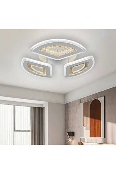 LED CONCEPT LED chandelier with 3 types of light and remote control, white, round, 114W, dimmable, 48x48x9cm