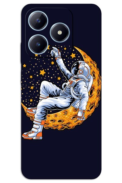 MRCİLETİSİM Realme Note 50 Case Hd Pattern Printed Back Cover - Astronaut Moon