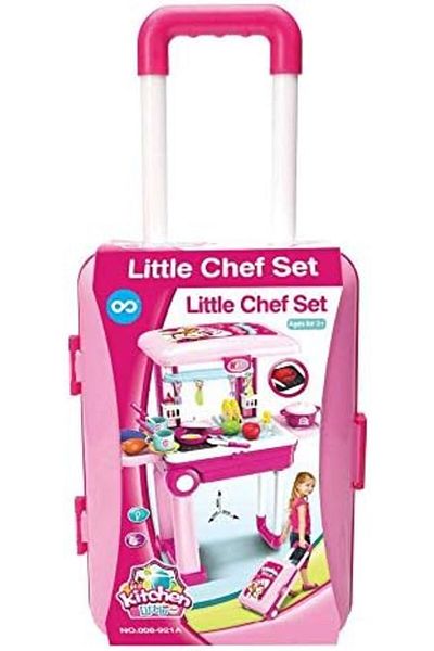 Generic Kids 2 in 1 Kitchen Playset with Trolley, Lights & Sound – Multicolor Fun