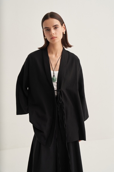 EBU Prive Women's Organic Cotton Oversize Kimono Black
