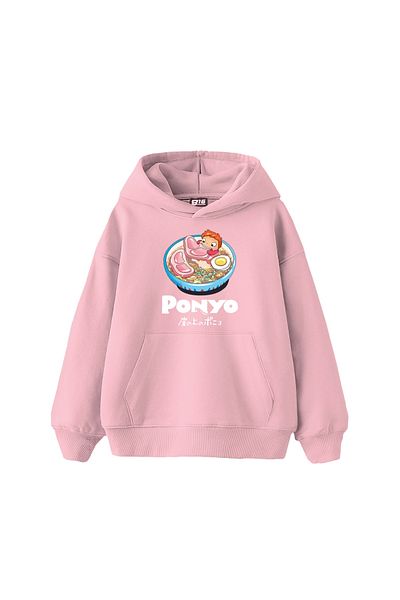Sekizbiraltı Ponyo Printed Oversize Unisex Pink Hoodie