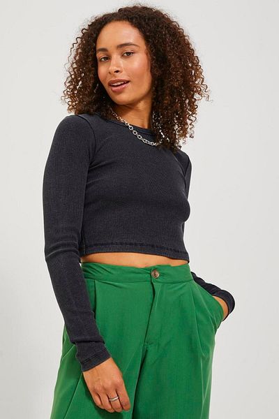 Jack & Jones Women's Long Sleeve Crop T-Shirt - Feline