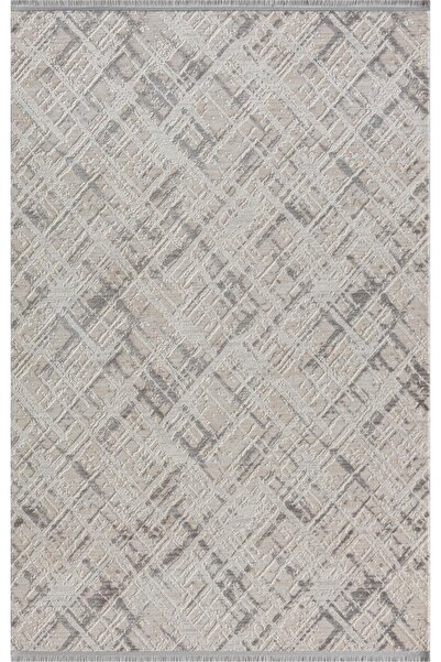 Karmen Halı Kaftan Kf004g Gri Halı Kabartma Desenli Akrilik Halı Tozuaz Salon...