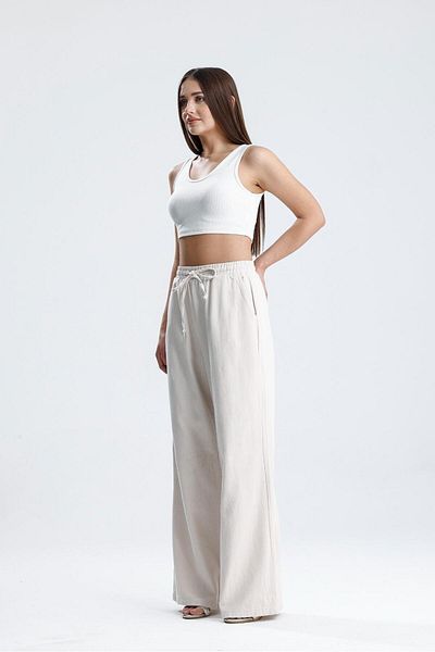 Butik Beige Elastic Waist Pants