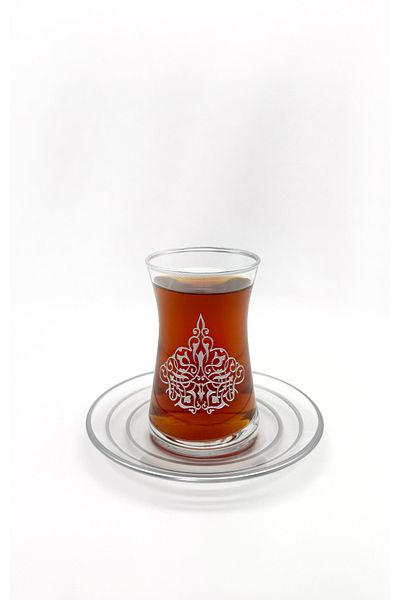 ÖzcamKristal 12 Piece Gökçe Motif Tea Cup Set for 6 People