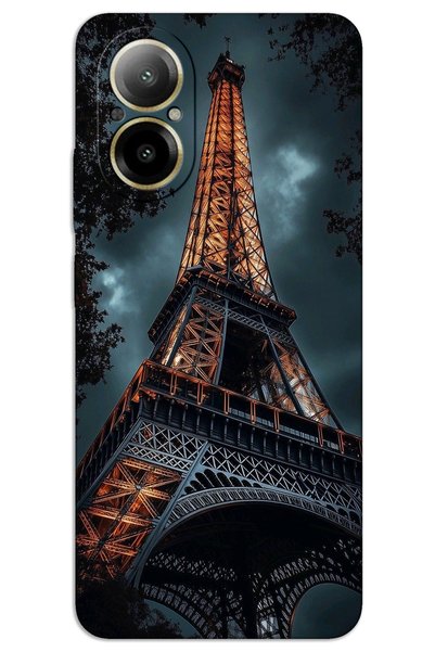 MRCİLETİSİM حافظة Realme 12 Lite ذات غطاء خلفي مطبوع بنمط HD - برج إيفل