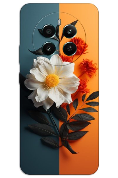 MRCİLETİSİM حافظة Realme 12 Pro Plus ذات غطاء خلفي مطبوع بنمط HD - زهرة بيضاء...