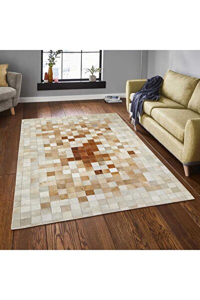 deco marié Doğal Tonlarda Patchwork Dana Derisi Halı – El Yapımı Hakiki Deri ...