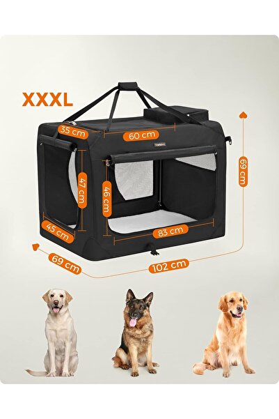 feandrea Geantă de transport pentru animale de companie, pliabilă, din material textil, mărimea XXL, 102x69x69cm, neagră