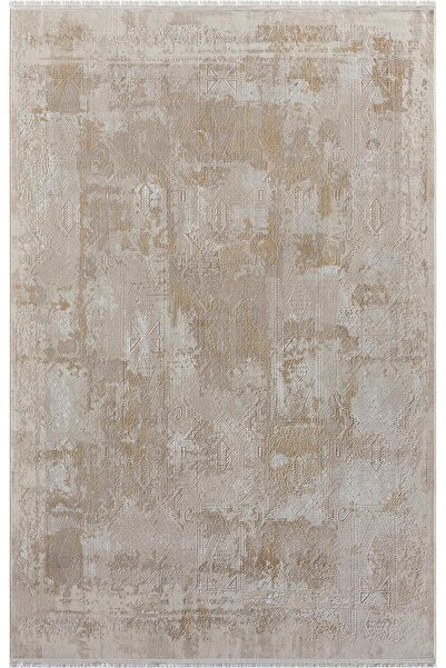 Karmen Halı Merit Mr003s Krem Halı Gold Detaylı Ince Yumuşak Akrilik Tozuaz M...