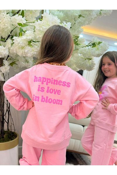 GÖKJOY BUTİK Premium Quality Flower Printed Girl's Tracksuit Set