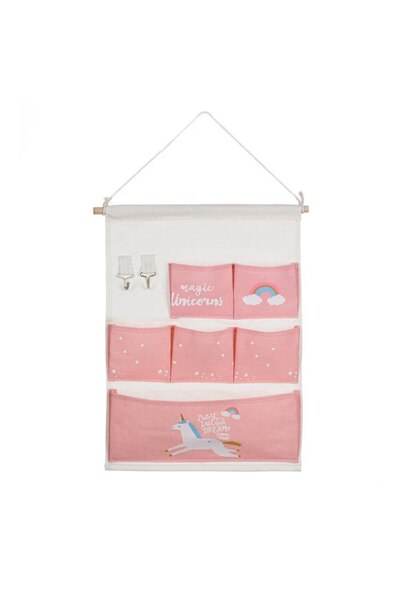 SOHO Organizator textil suspendat cu 6 buzunare, model Unicorn, multicolor