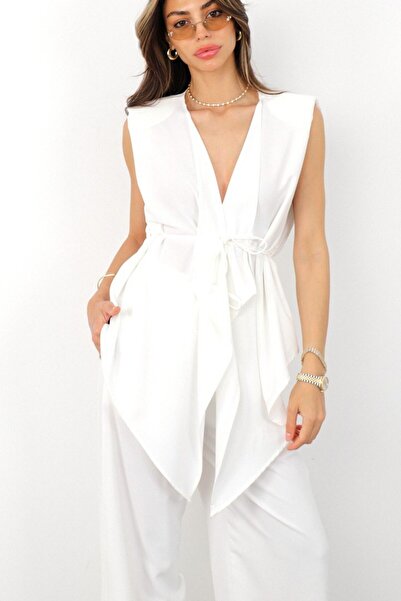 Suziş Asymmetric Cut Vest and Pants Set Cr144002