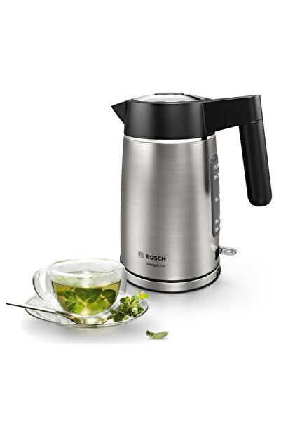 Bosch DesignLine TWK5P480 Electric Kettle, 1.7L, 2400W, Silver/Black