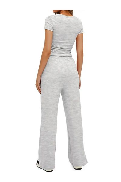 ELF MODA Women's Seasonal Loose Wide Leg High Waist Sweatpants-Asel01