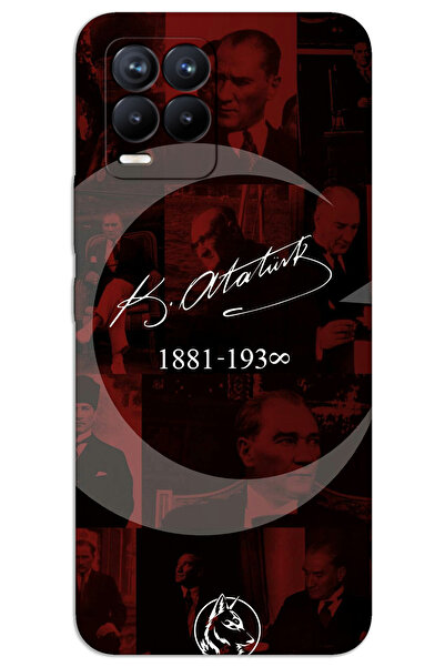 MRCİLETİSİM Realme 8 Pro Kılıf HD Desen Baskılı Arka Kapak - Atatürk Ayyıldız
