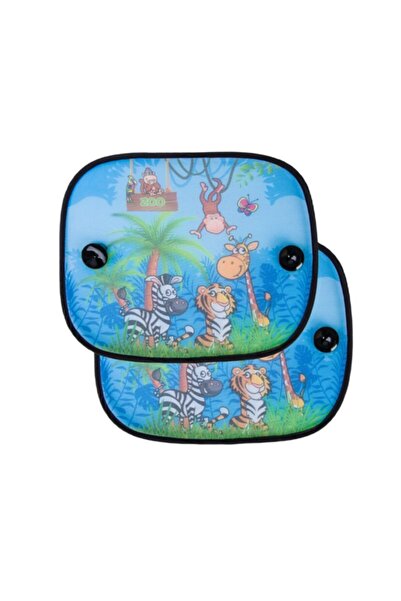 SOHO Set with 2 car sunshades made of mesh with suction cup attachment, Wild Animals design, 44x36 cm, Mu