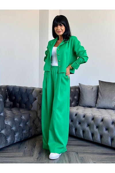 RAMONA BADESCU EXCLUSIVE Women's Suit with Short Jacket and Wide Pants