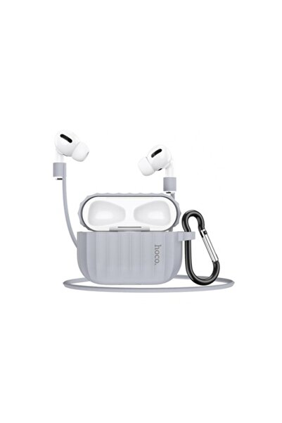Hoco Защитен калъф за Apple Airpods Pro, термопластичен, включва карабинер, сив