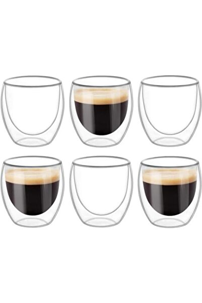 Generic Double-Walled Glass Coffee Mugs (4 Pieces) 150 ml