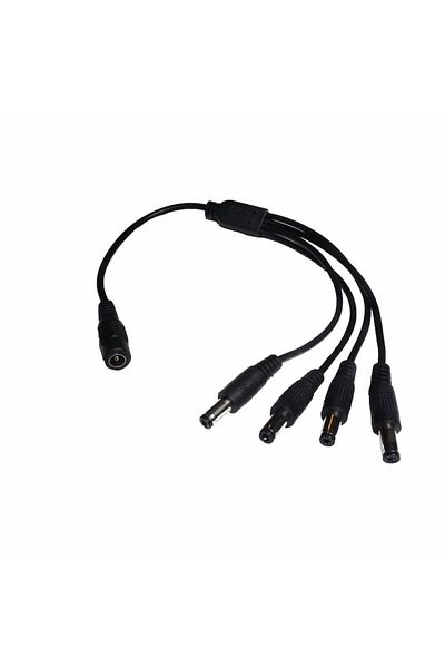 SOHO DC Power Cable 2.1mm Female to 4 DC Male, 30 cm, Black