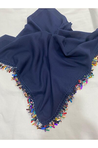 Cenk Tığ Oyası Oval Pullu 455 Lacivert Yazma 4 Kenar İşlemeli