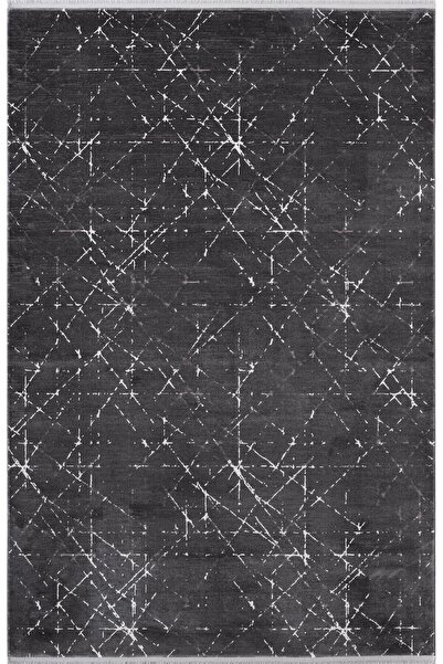 Karmen Halı VG005Z Koyu Gri Modern Renk Desen Tarak Viskon Salon Halısı İpek ...