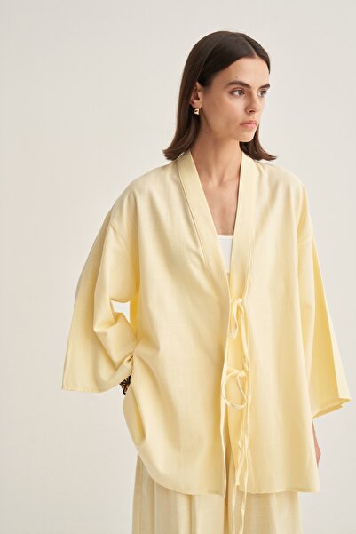 EBU Prive Women's Organic Cotton Oversize Kimono Butter